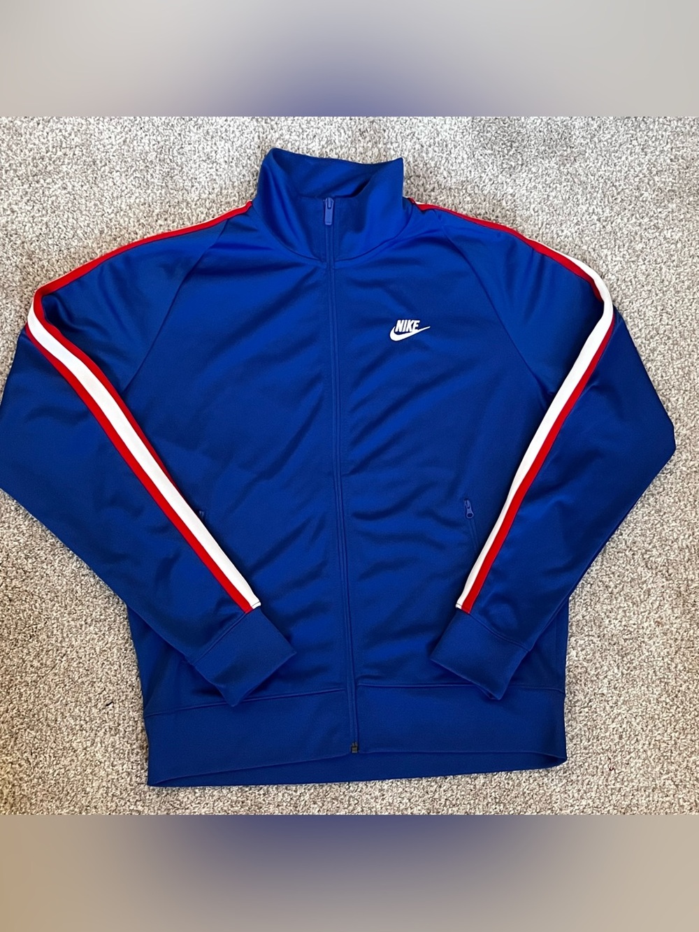 Nike N98 Tribute Men’s Medium Full-Zip Track Jacket Royal Blue Red White Striped